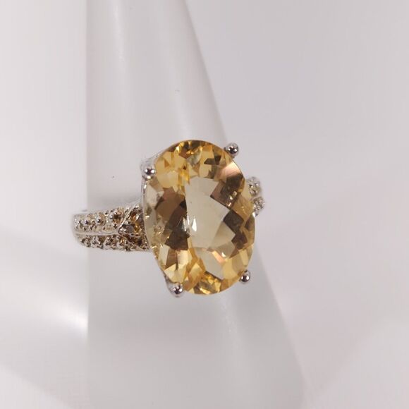 Citrine 5 Carats Ring Sterling Silver Size 7 - Picture 5 of 10